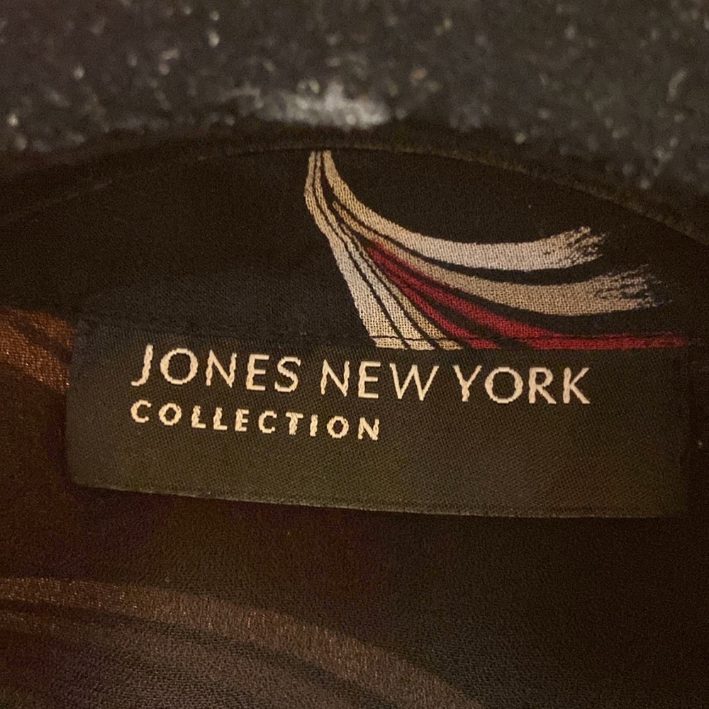 Jones New York Black Blouse with Red and White Swirl Print - Picture 2 of 3